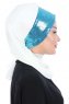Olga - Hijab Práctico Blanquecino & Azul