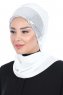 Olga - Hijab Práctico Blanquecino & Plata