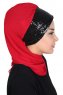 Olga - Hijab Práctico Rojo & Negro