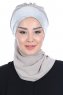 Olga - Hijab Práctico Taupe & Plata