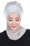 Olga - Hijab Práctico Taupe & Plata