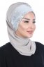 Olga - Hijab Práctico Taupe & Plata