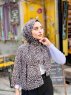 Suha - Hijab De Algodón Estampado De Leopardo Taupe