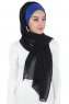 Vera - Hijab Chiffon Práctico Azul & Negro
