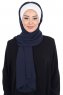 Vera - Hijab Chiffon Práctico Crema & Azul Marino