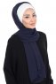 Vera - Hijab Chiffon Práctico Crema & Azul Marino