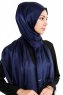 Verda Marinblå Satin Hijab Sjal Madame Polo 130013-4