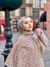 Wahida - Hijab Estampado De Algodón Taupe - Mirach