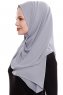 Yara - Hijab Crepe One-Piece Práctico Gris Oscuro