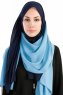 Yelda Marinblå & Ljusblå Chiffon Hijab Sjal Madame Polo 130039-1