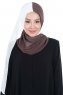 Ylva - Hijab Chiffon Práctico Marrón & Crema