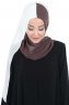 Ylva - Hijab Chiffon Práctico Marrón & Crema