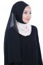 Ylva - Hijab Chiffon Práctico Negro & Beige