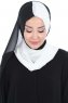 Ylva - Hijab Chiffon Práctico Blanco & Negro
