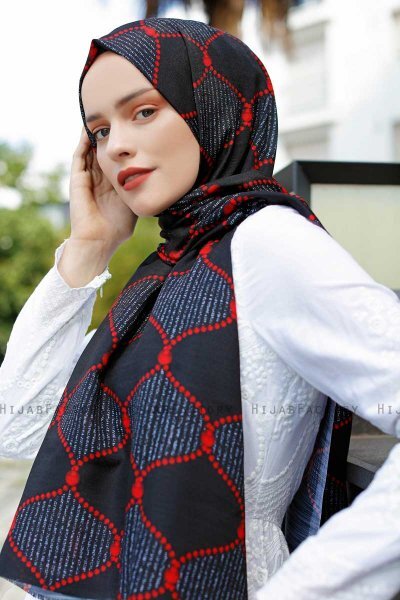 Tutku - Hijab Estampado Rojo & Negro - Sal Evi