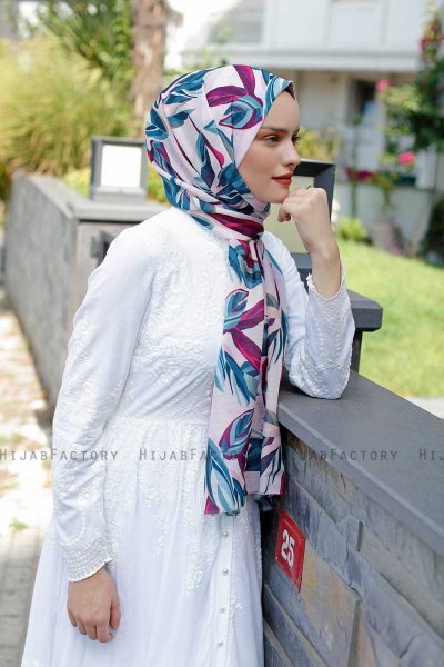 Beyza - Hijab Estampado Rosado & Azul - Sal Evi