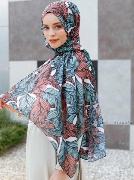 Seyyal - Hijab Estampado Verde & Rosado - Sal Evi