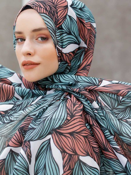 Seyyal - Hijab Estampado Verde & Rosado - Sal Evi
