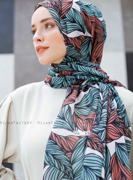 Seyyal - Hijab Estampado Verde & Rosado - Sal Evi
