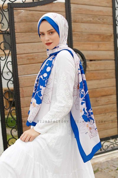 Hijab Twill Con Estampado De Orquídea - Sal Evi