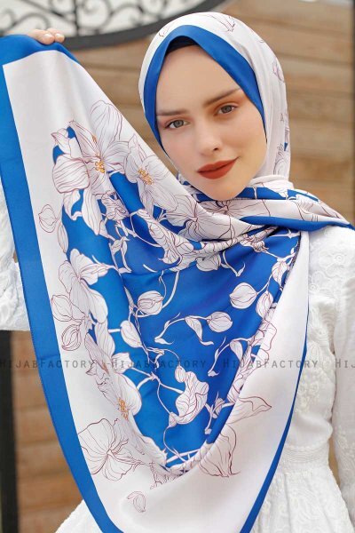Hijab Twill Con Estampado De Orquídea - Sal Evi