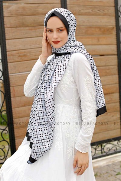 Hijab Twill Con Estampado Gris - Sal Evi