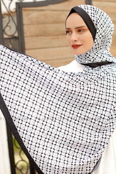 Hijab Twill Con Estampado Gris - Sal Evi