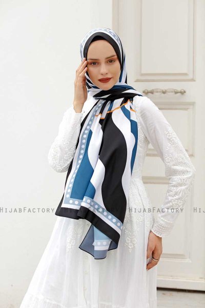 Hijab Twill Con Estampado De Oceano - Sal Evi