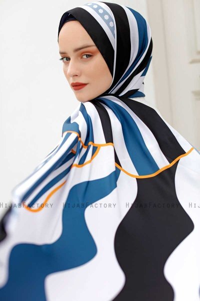 Hijab Twill Con Estampado De Oceano - Sal Evi
