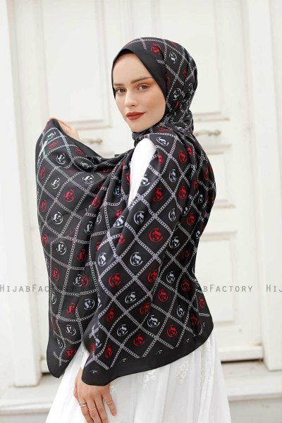 Hijab Twill Con Estampado Rojo - Sal Evi
