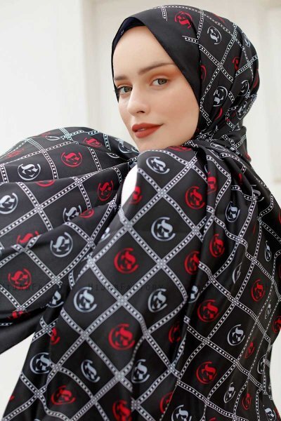 Hijab Twill Con Estampado Rojo - Sal Evi