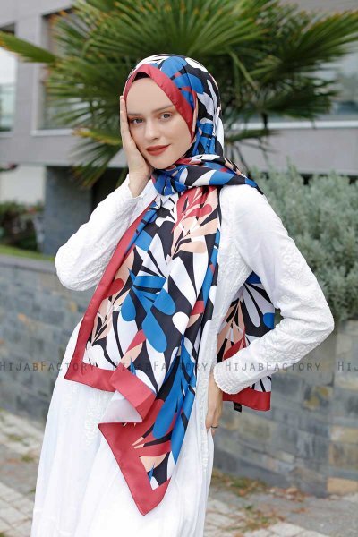 Hijab Twill Con Estampado De Azul - Sal Evi