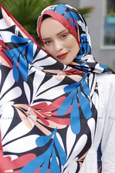 Hijab Twill Con Estampado De Azul - Sal Evi