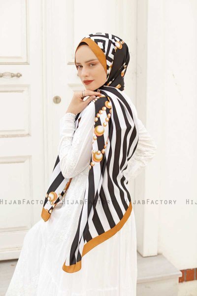 Hijab Twill Con Estampado De Yellow Pearl - Sal Evi