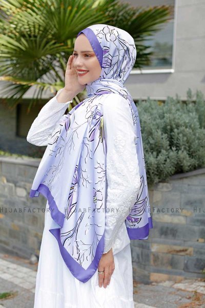 Hijab Twill Con Estampado De Púrpura - Sal Evi