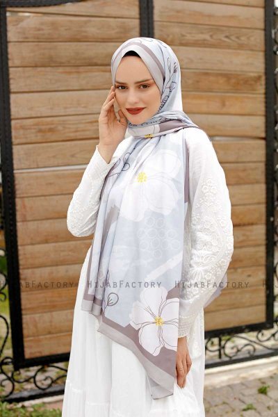 Hijab Twill Con Estampado De Daisy - Sal Evi