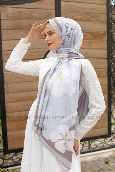 Hijab Twill Con Estampado De Daisy - Sal Evi