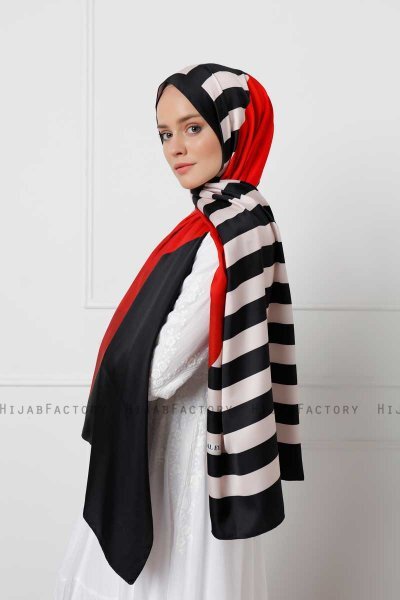 Hijab Twill Con Estampado De A Rayas - Sal Evi