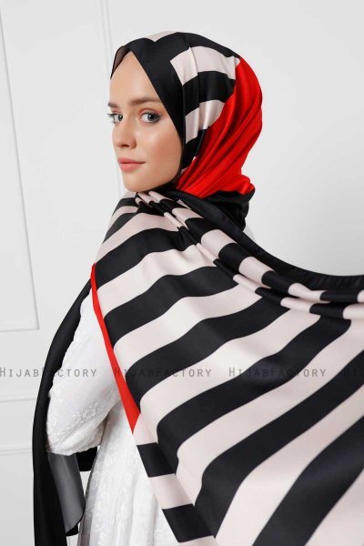 Hijab Twill Con Estampado De A Rayas - Sal Evi
