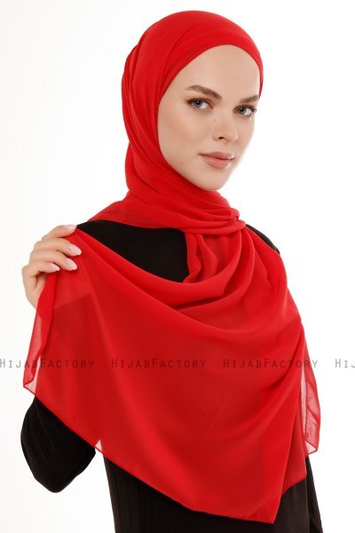 Derya - Hijab Práctico Chiffon Rojo