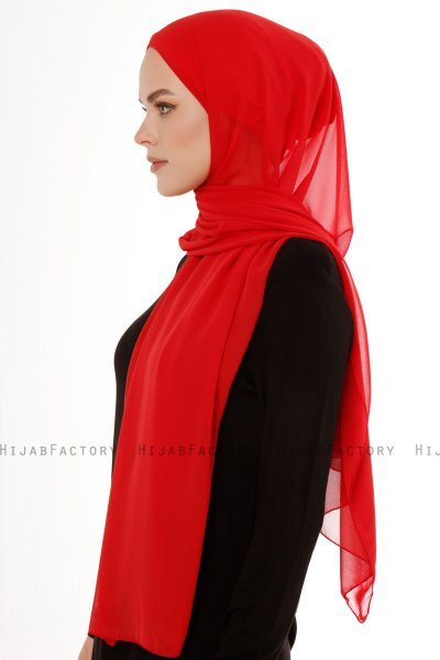 Derya - Hijab Práctico Chiffon Rojo