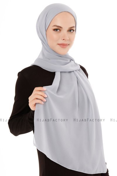 Derya - Hijab Práctico Chiffon Gris Claro