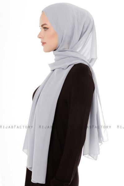 Derya - Hijab Práctico Chiffon Gris Claro