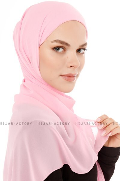 Derya - Hijab Práctico Chiffon Rosado