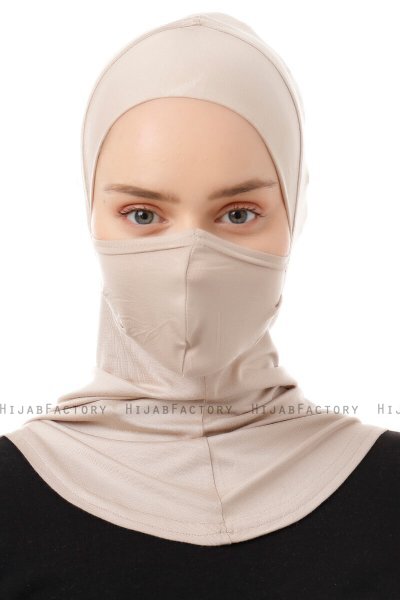Damla - Pañuelo Máscara Ninja Hijab Taupe Claro
