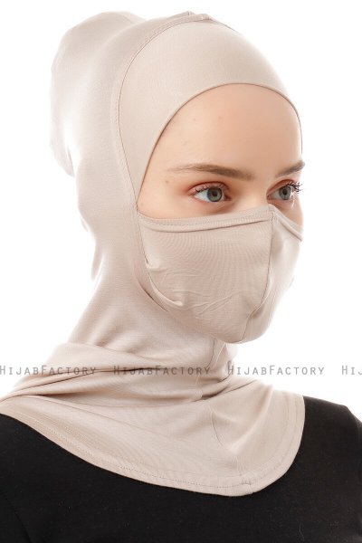 Damla - Pañuelo Máscara Ninja Hijab Taupe Claro