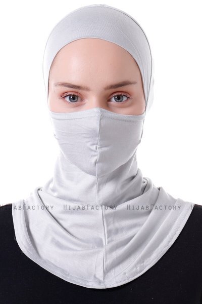 Damla - Pañuelo Máscara Ninja Hijab Gris Claro