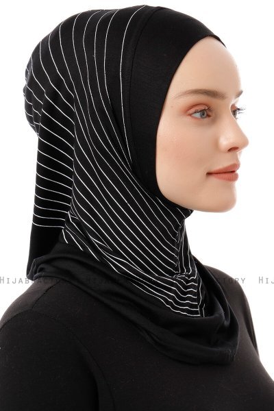Babe Plain - Hijab Al Amira One-Piece Negro & Blanco