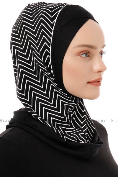 Silva Cross - Hijab Al Amira One-Piece Negro & Blanco