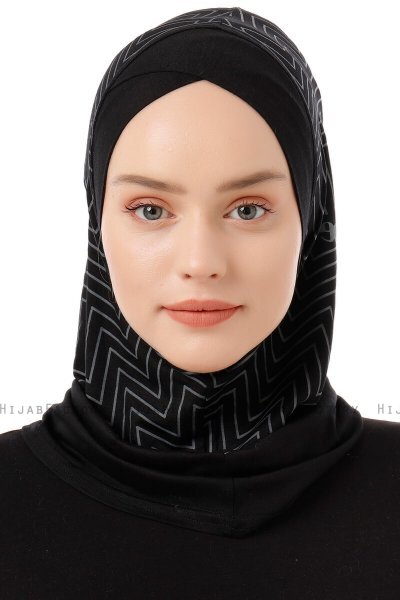 Silva Cross - Hijab Al Amira One-Piece Negro & Gris Claro